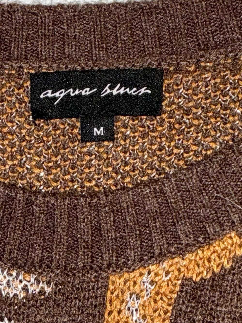 Aqua Blues Brown, Mustard & Cream Western Graphic Crewneck Sweater - Picture 7 of 8